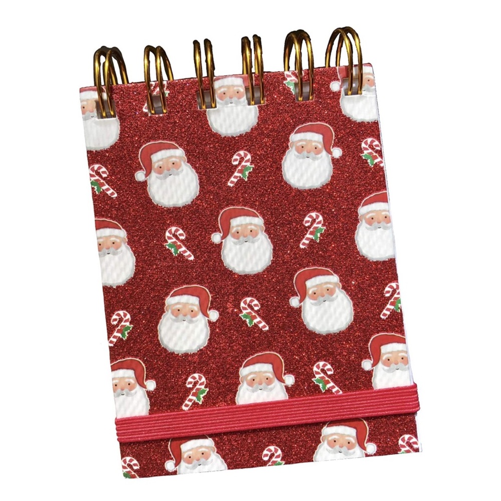 Lady Jayne Wire O Spiral Pocket Bungee Notepad ~ Santa Claus & Candy Canes 63530